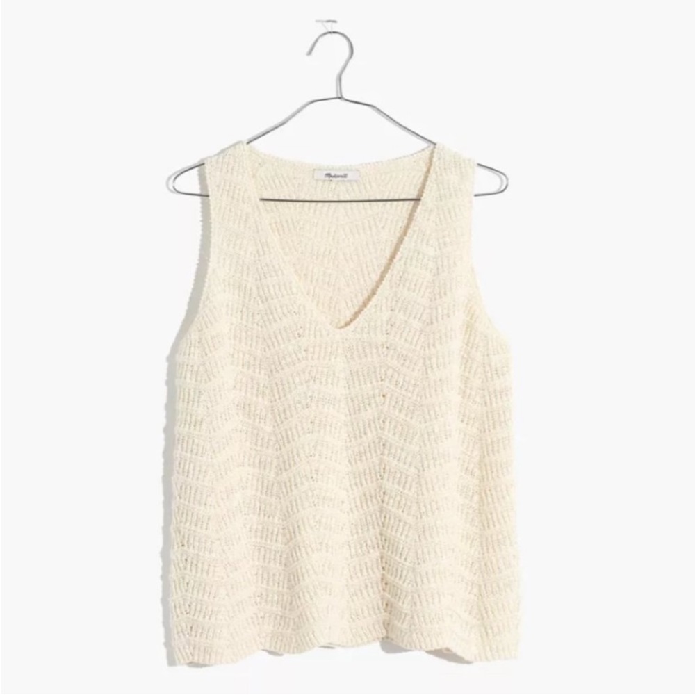 Madewell cream crocheted knit scalloped hem tank in XXS. Great condition.